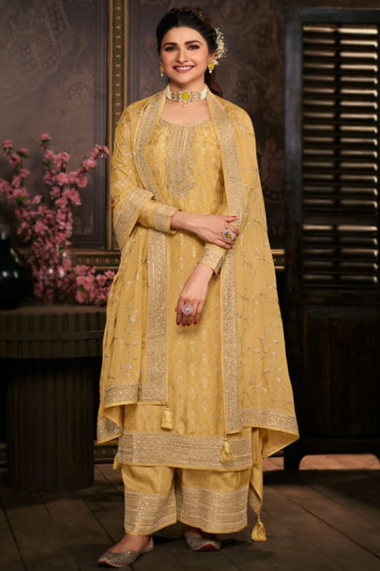 Eid Ramdan Special Jacquard Self Weaved Santoon Silk Salwar Kameez Palazzo Suit