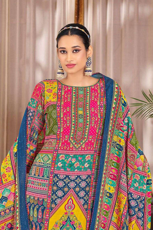 Pakistani Mirror Hand Worked Salwar Kameez Palazzo Suits With Dupatta