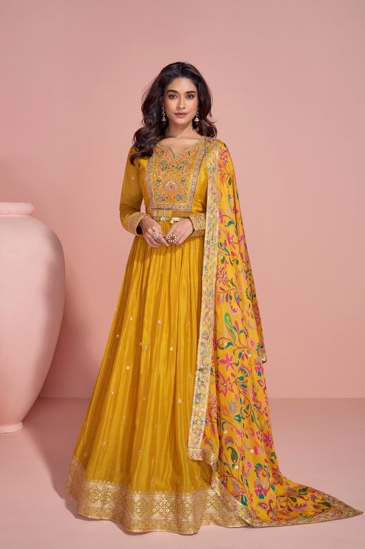 Bollywood Wedding Function Party Wear Heavy Embroidery Work Anarkali Gown Suits