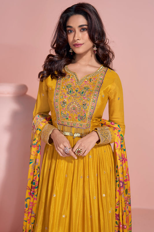 Bollywood Wedding Function Party Wear Heavy Embroidery Work Anarkali Gown Suits