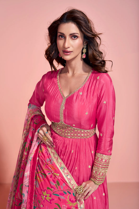 Bollywood Wedding Function Party Wear Heavy Embroidery Work Anarkali Gown Suits