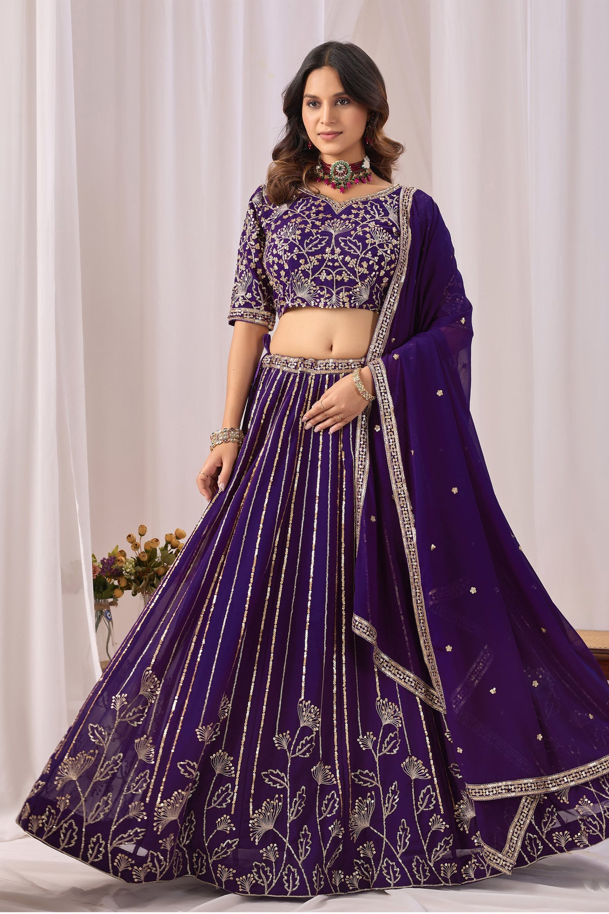 Purple faux georgette fabric texture, if shown