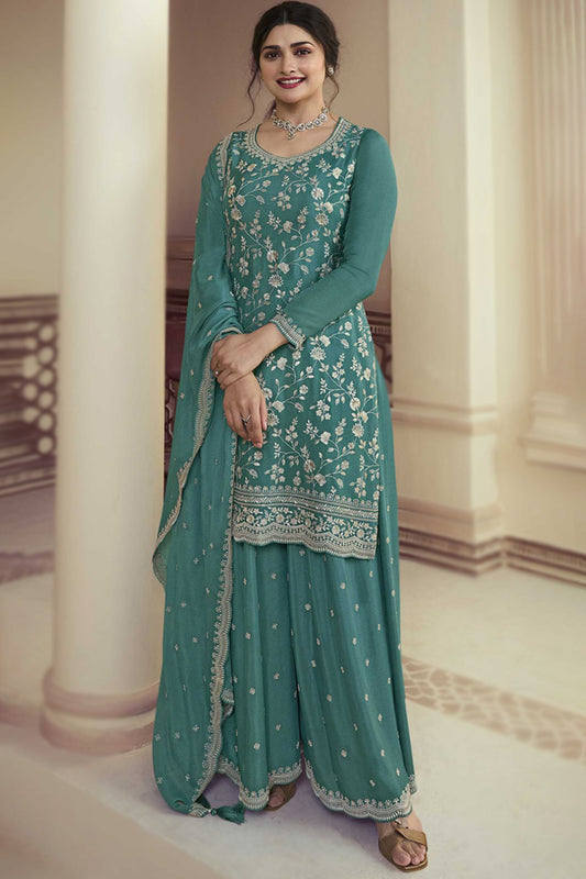 Chinon Fabric Salwar Kameez Plazzo Suits Plus Size Ready to Wear Dress