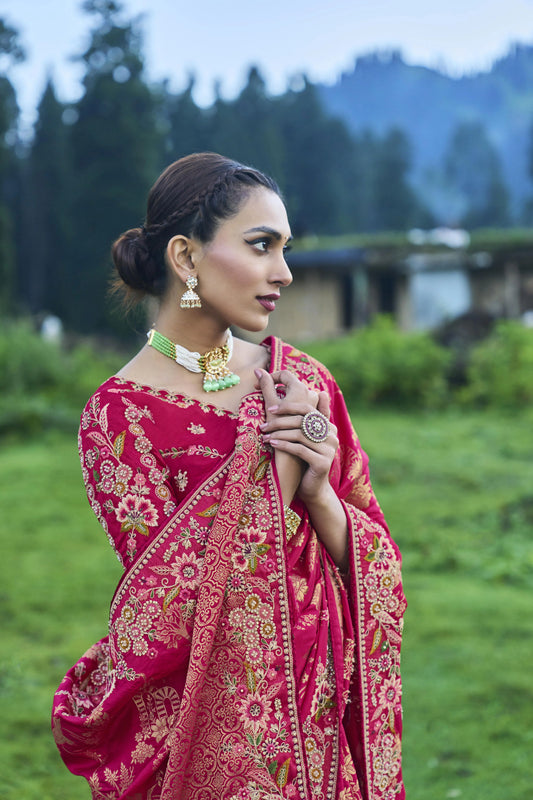 Gorgeous Designer Embroidery Work Event Wear Saree With Stylish Blouse