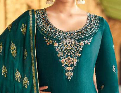 Trendy Designer Embroidery Work Salwar Kameez Palazzo Suit For Woman's