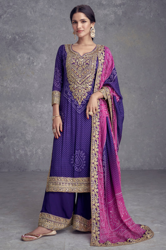 Royal Purple Colorful Indian Pakistani Designer Salwar Kameez Plazzo Suits