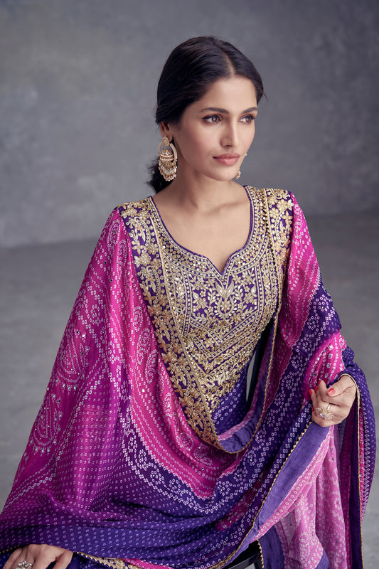 Royal Purple Colorful Indian Pakistani Designer Salwar Kameez Plazzo Suits