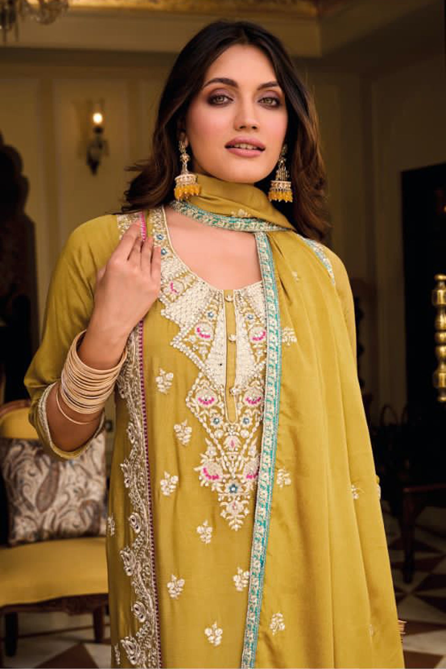 New Style Yellow Color Ready To Wear Salwar Kameez For Wedding-Festival