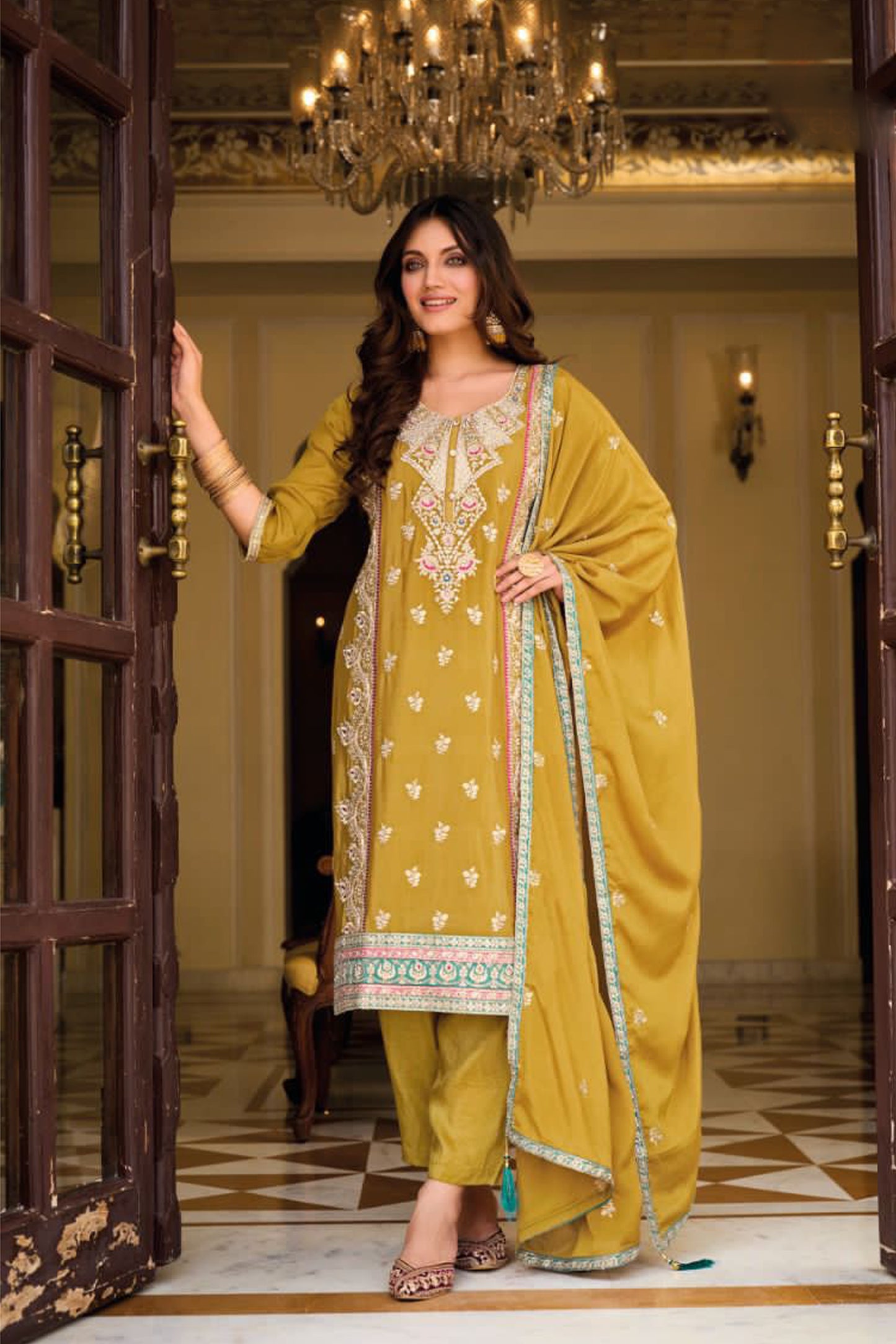 New Style Yellow Color Ready To Wear Salwar Kameez For Wedding-Festival