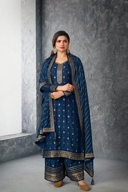 Wedding-Festival Special Navy Blue Color Salwar Kameez With Dupatta