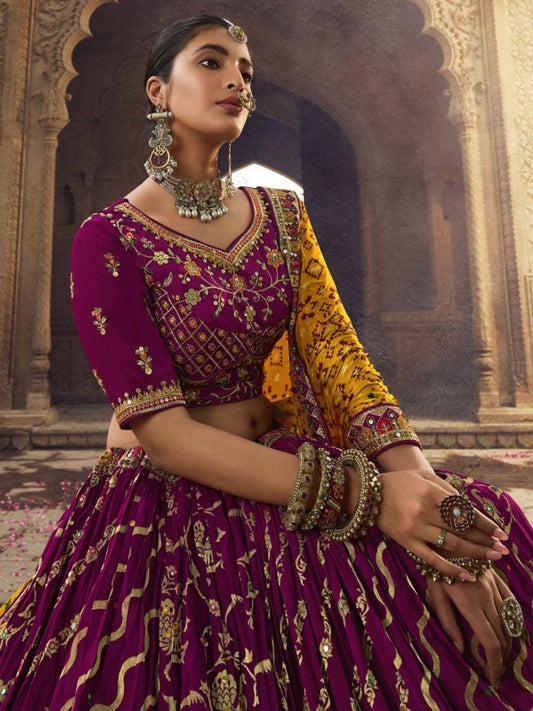 Amazing Purple Color Ready To Wear Embroidery Work Event Wedding Wear Lehenga Choli