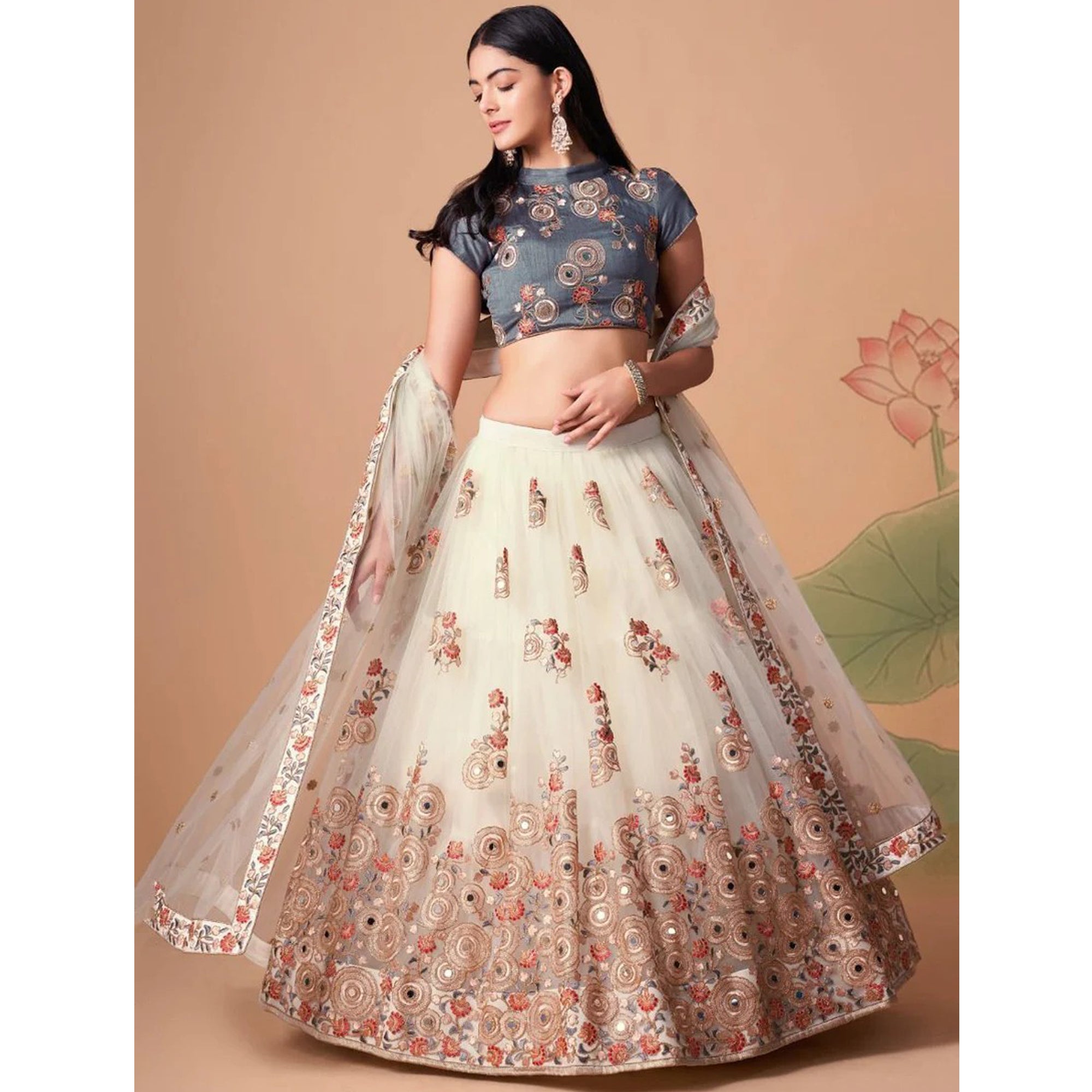 Indian Wedding Party Wear Lehenga Choli With Embroidery And Sequins Work