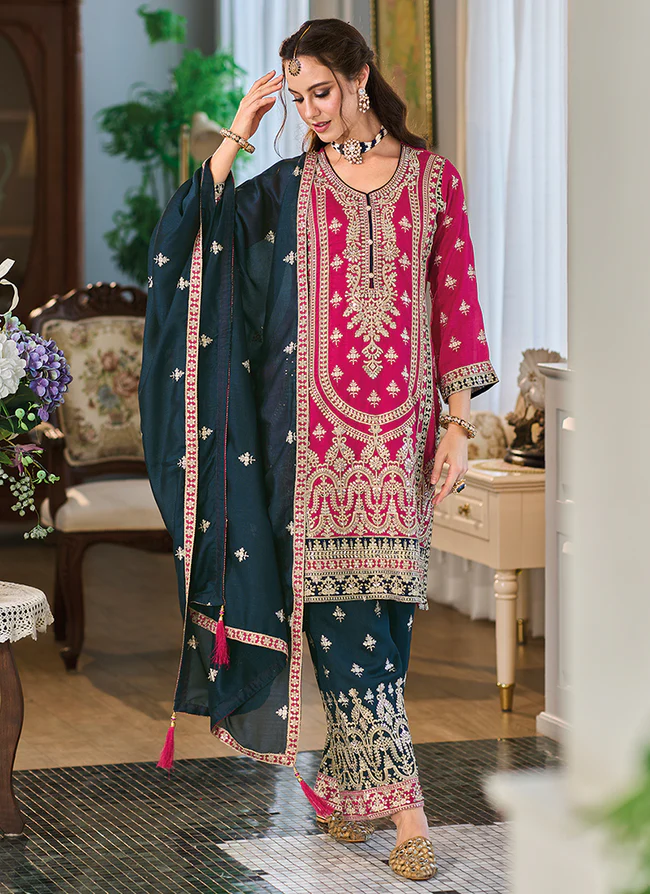 Special Eid Wear Readymade Printed Silk Georgette Salwar Kameez Plazzo Pant Suits