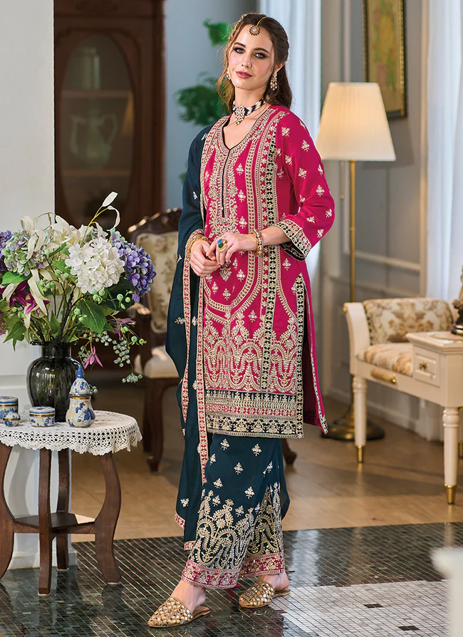 Special Eid Wear Readymade Printed Silk Georgette Salwar Kameez Plazzo Pant Suits