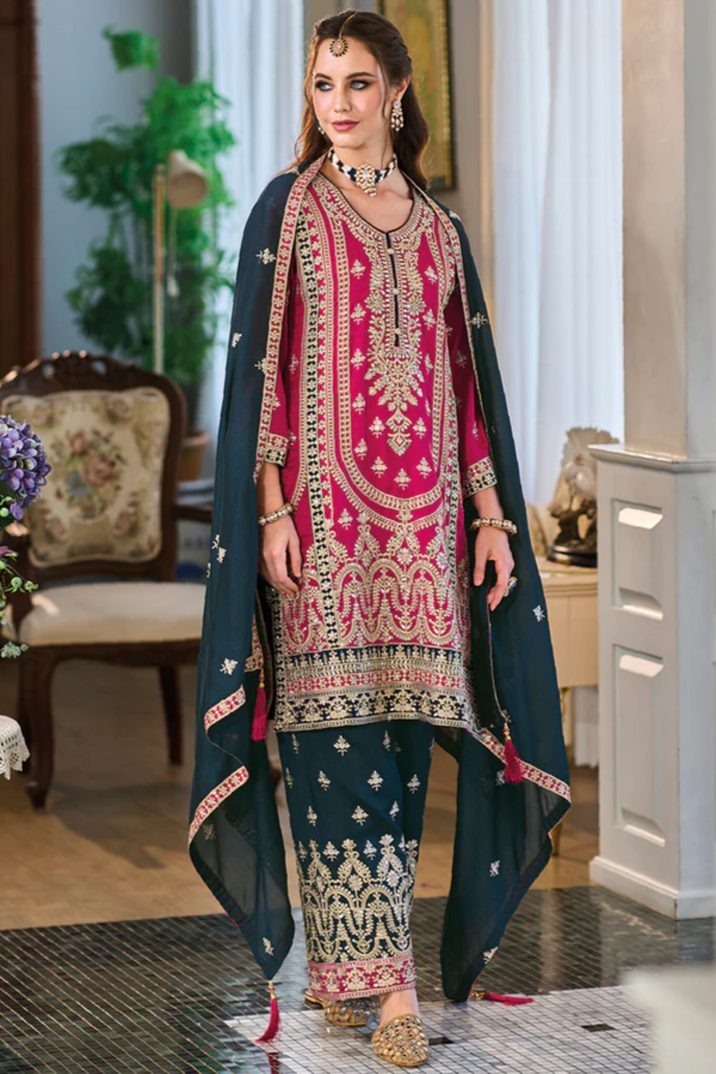 Special Eid Wear Readymade Printed Silk Georgette Salwar Kameez Plazzo Pant Suits