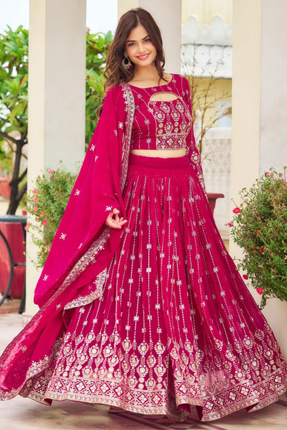 Amazing Pink Color Ready To Wear Lehenga Choli With Designer Dupatta , Traditional Outfit For Wedding And Reception Special Outfit