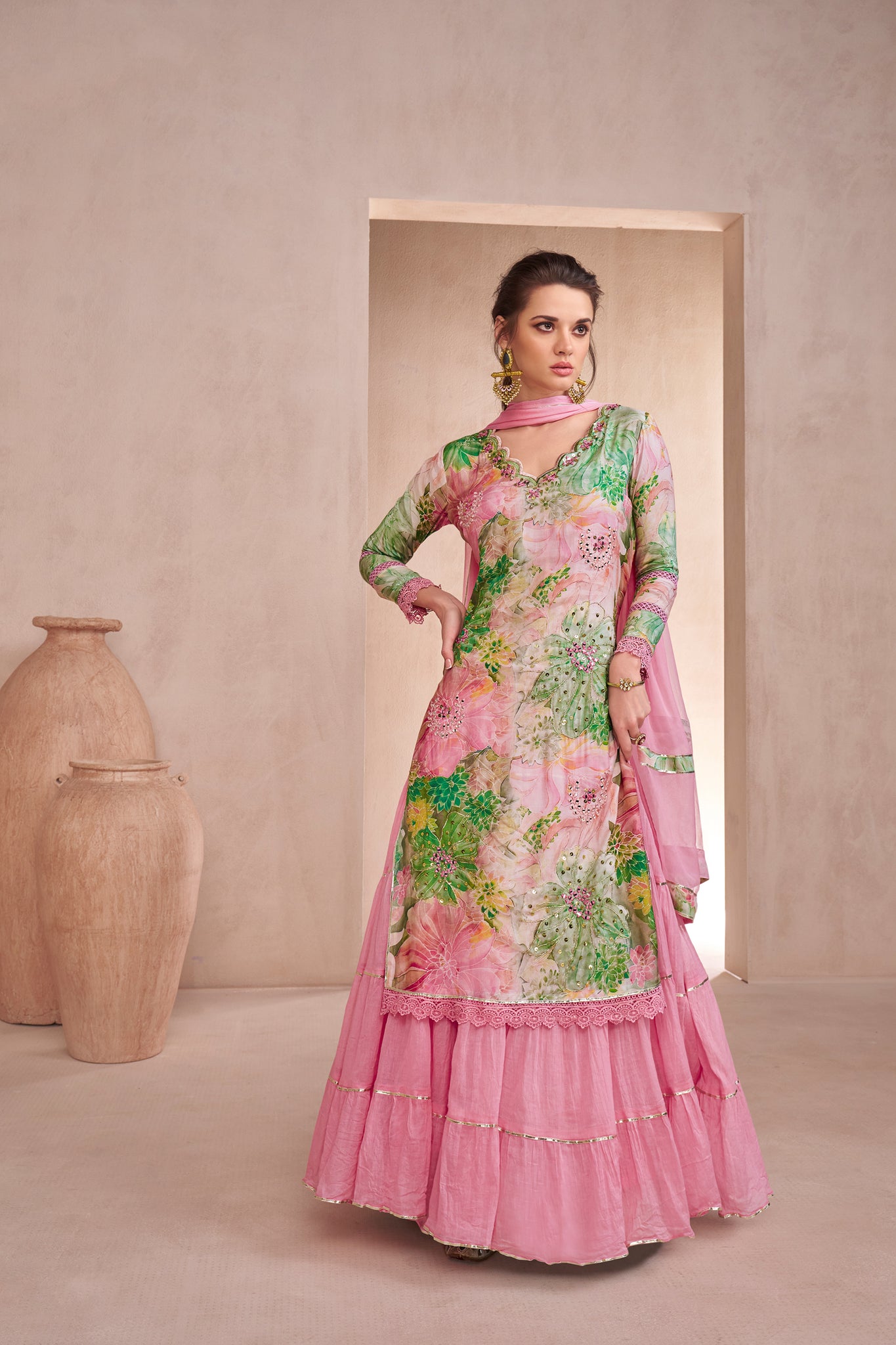 Hand Made Embroidery Work  Roka Nikah Wear Salwar Kameez Plazzo Suits