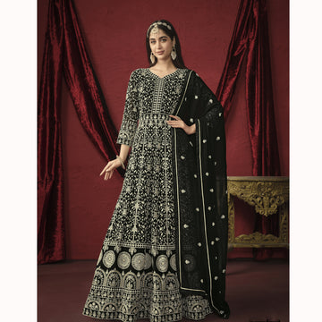 Beautiful Designer Faux Georgette Fabric Event Wedding Wear Anarakli Gown Suit With Dupatta