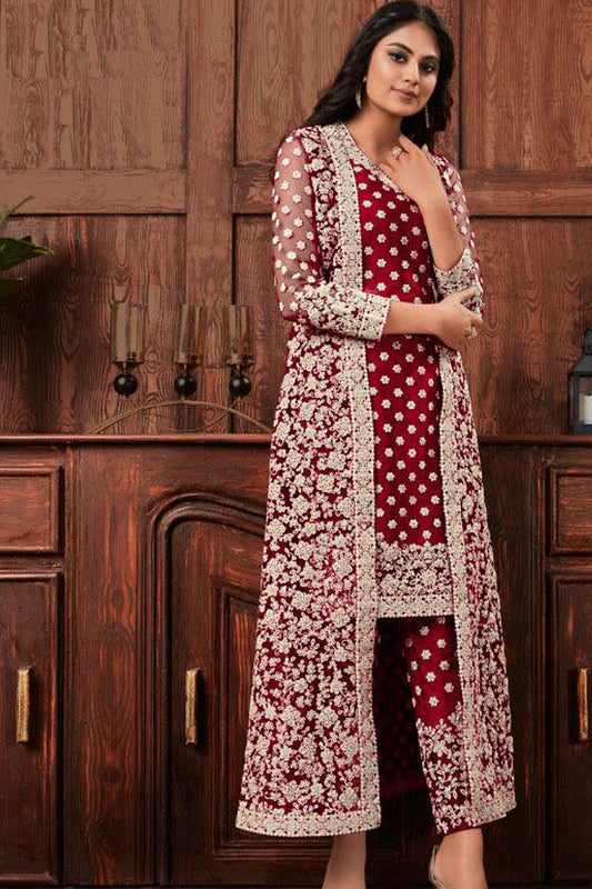 Indian & Pakistani Wedding Wear Embroidered Salwar Kameez Shrug Suits