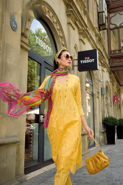 Newest USA Style Yellow Color Salwar Kameez With Dupatta For Wedding-Recption