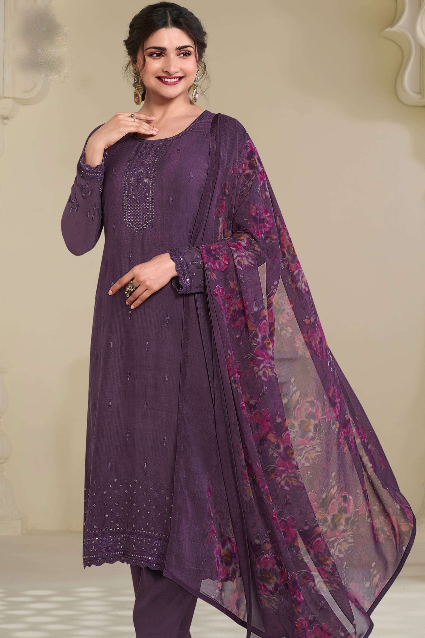 Pakistani Style Designer Georgette Work Traditional Wear Salwar Kameez Plazzo Pant Suit