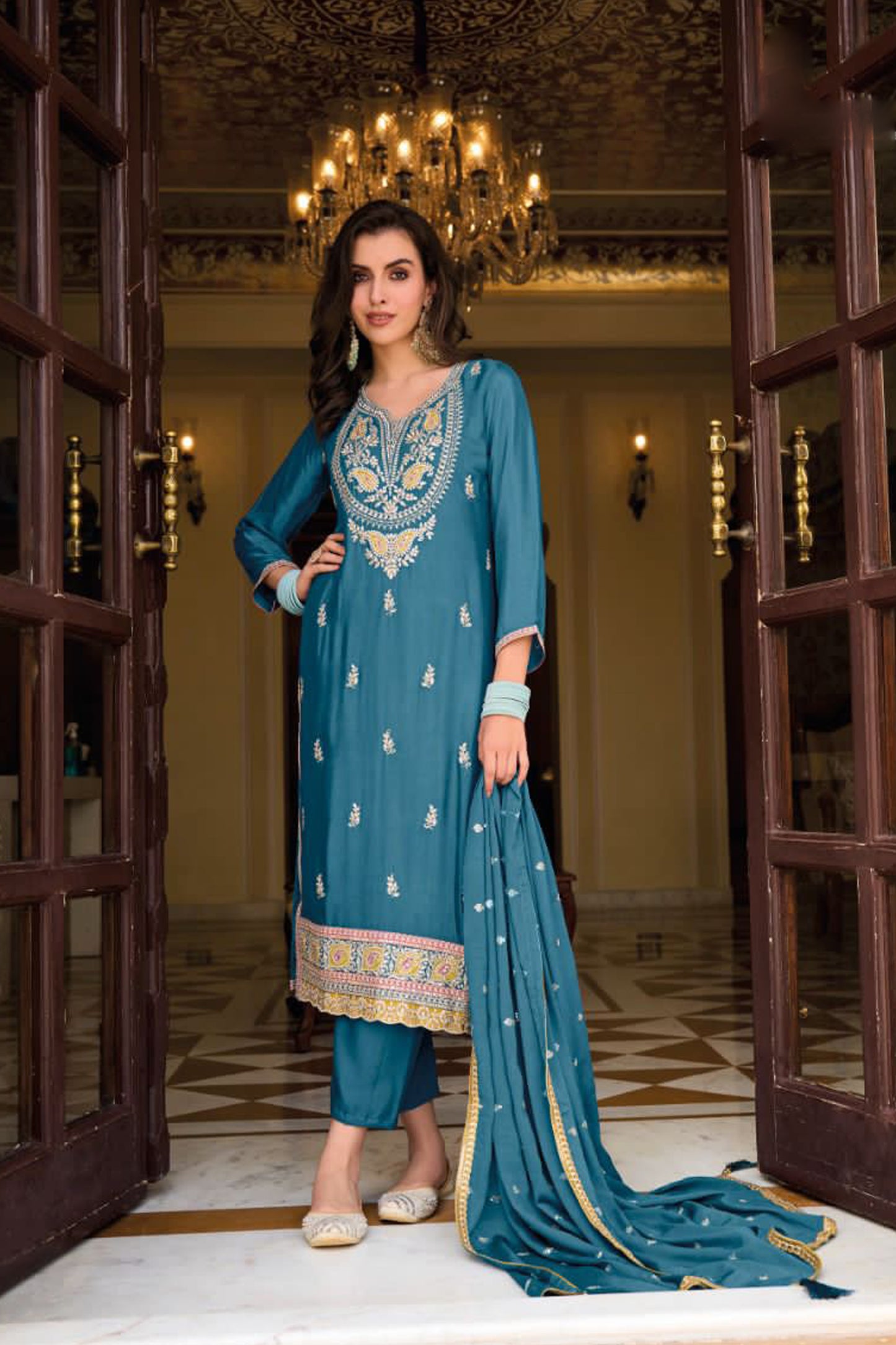 Newest Embroidery Work Salwar Kameez With Dupatta For Wedding-Festival