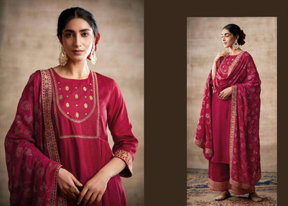 New Style Red Color Plazzo Dress With Dupatta For Wedding-Reception