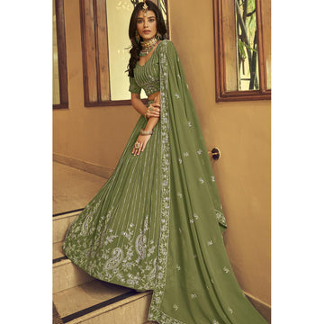 Green Color Designer Readymade Event Wedding Wear Lehenga Choli