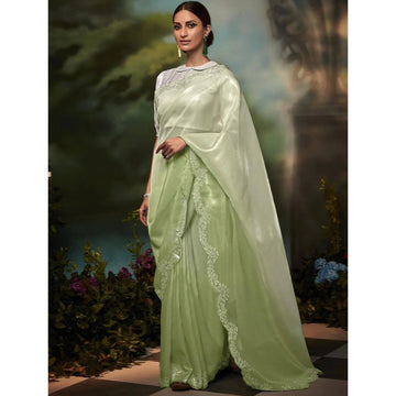 Stunning Light Green Patola Silk Wedding Function Wear Saree With Fancy Blouse
