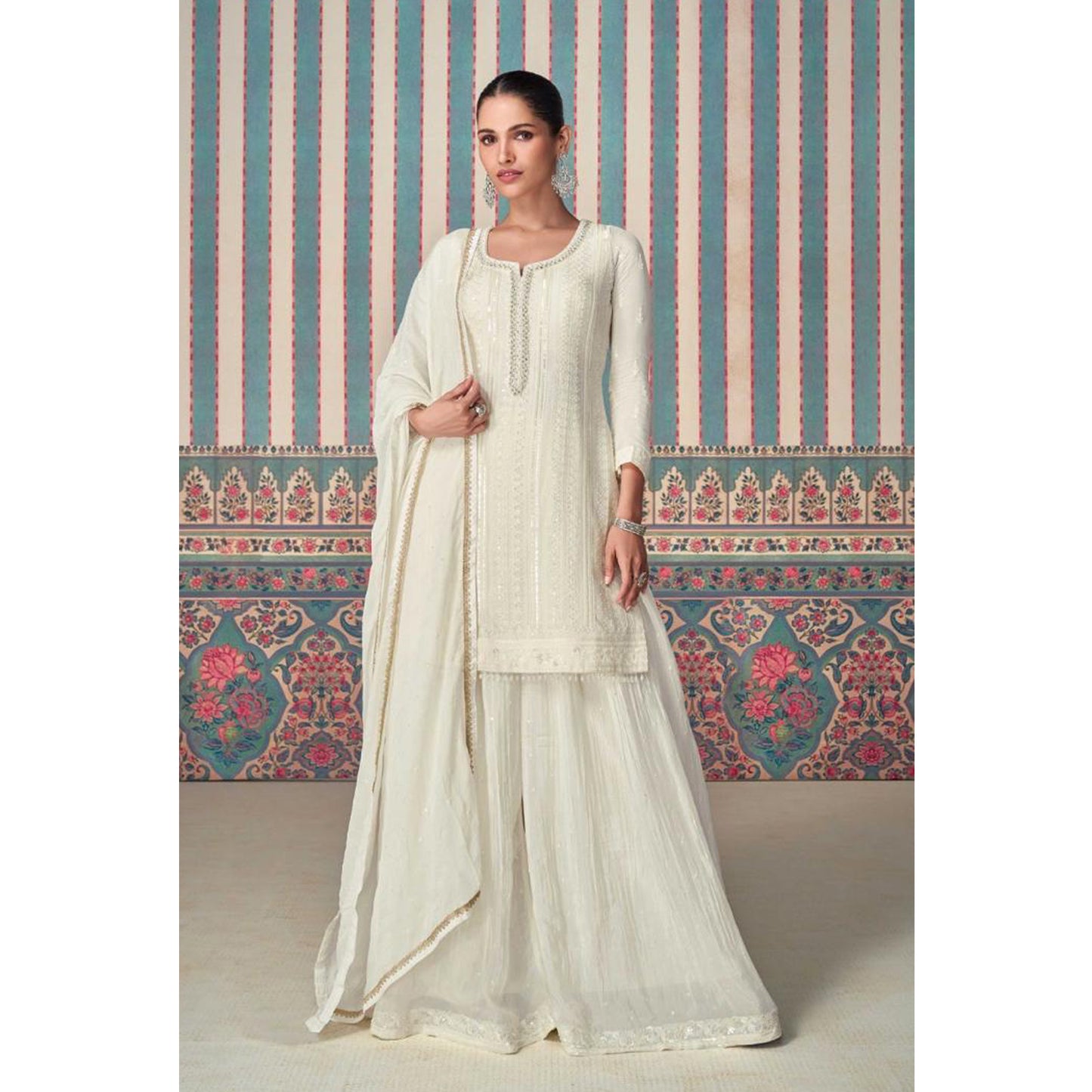 Indian Ethnic Wear Cotton Digital Fancy Embroidery Work Salwar Kameez Plazzo Pant Suits