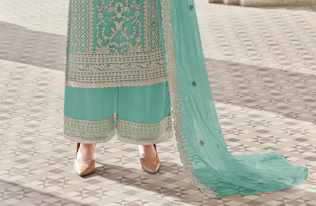 Heavy Embroidery Worked Salwar Kameez Plazzo Suits