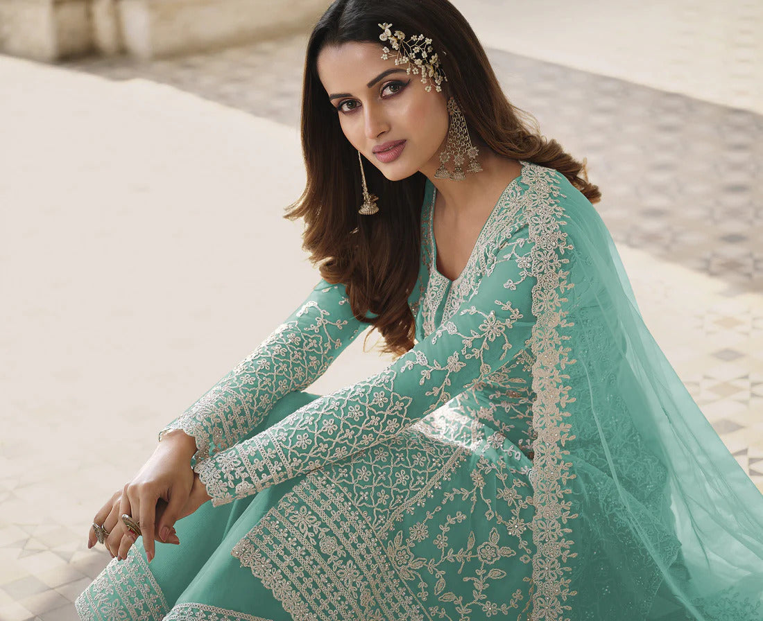 Heavy Embroidery Worked Salwar Kameez Plazzo Suits