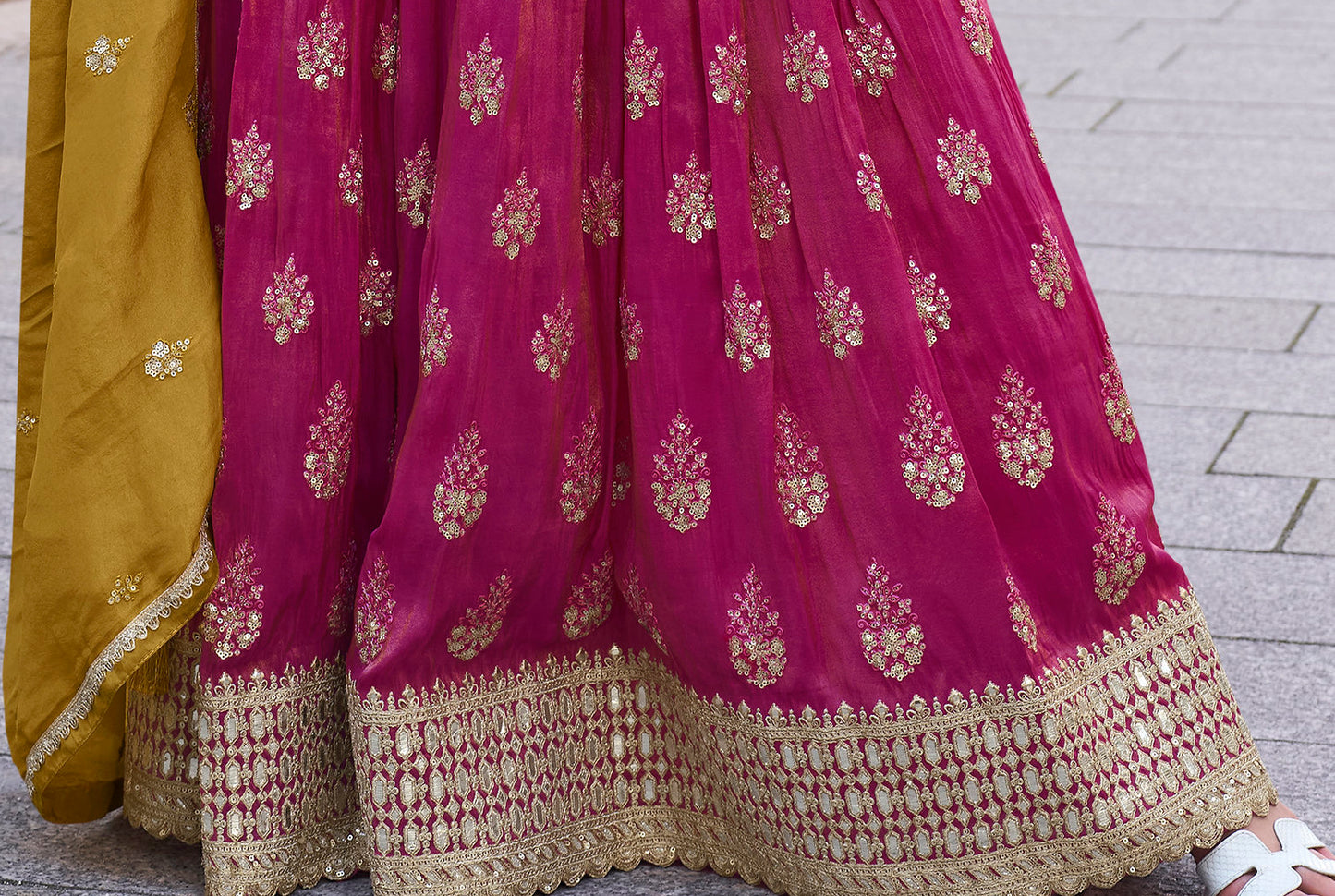 Beautiful Pink Color Readymade Wedding Function Wear Salwar Kameez Sharara Suits