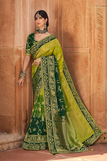 Gorgeous Green Color Wedding Party Wear Saree