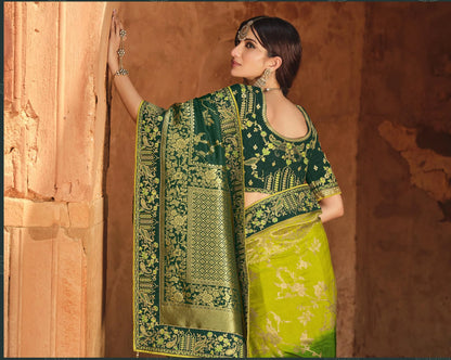 Gorgeous Green Color Wedding Party Wear Saree