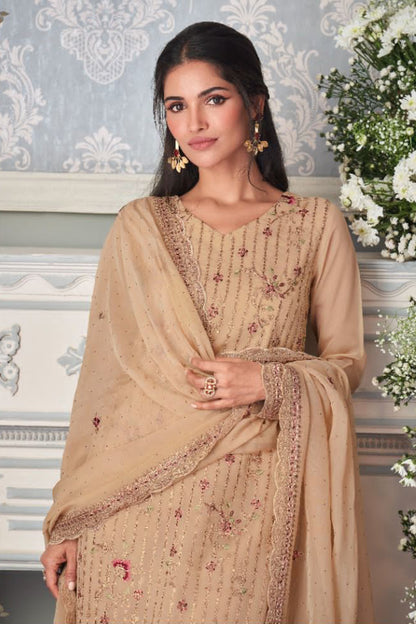 The Newest Style Brownish Color Salwar Kameez With Dupatta For Special Wedding