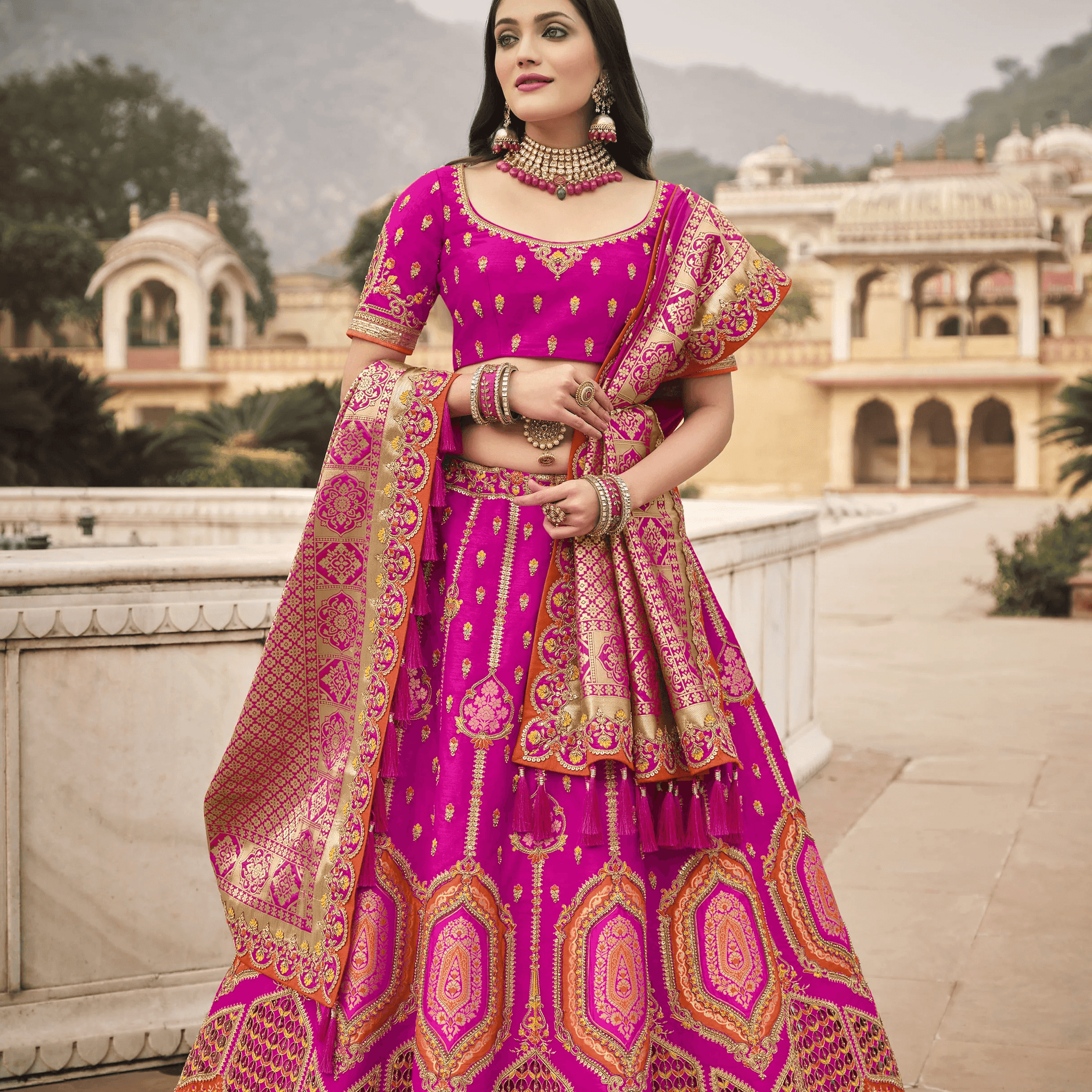 Indian Stylish Designer Banarasi Silk Bridal Wear Special Lehenga Choli