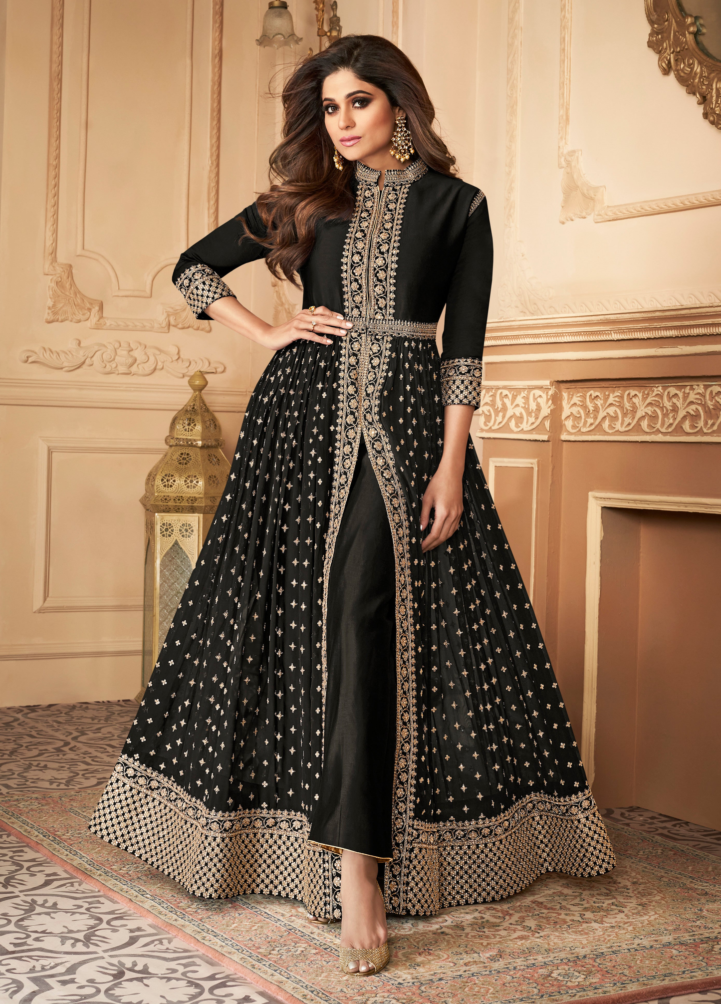 Roka Nikah Wear Stitched Pakistani Indian Outfit Stylish Women's Stitched Anarkali Slit Gown