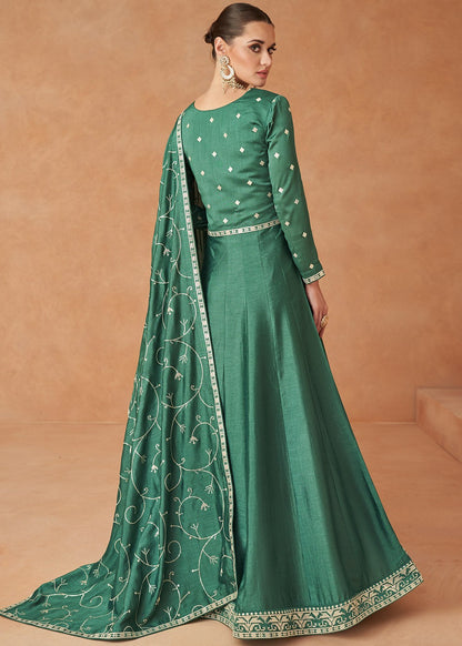 Indian Stylish Designer Premium Silk With Heavy Embroidery Anarkali Gown Suits