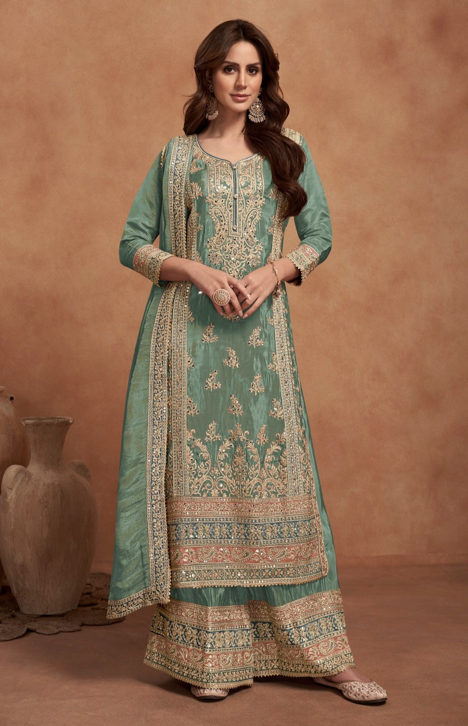 Beautiful Embroidery Worked Event Indian Pakistani Wedding Wear Salwar Kameez Sharara Plazzo Suits