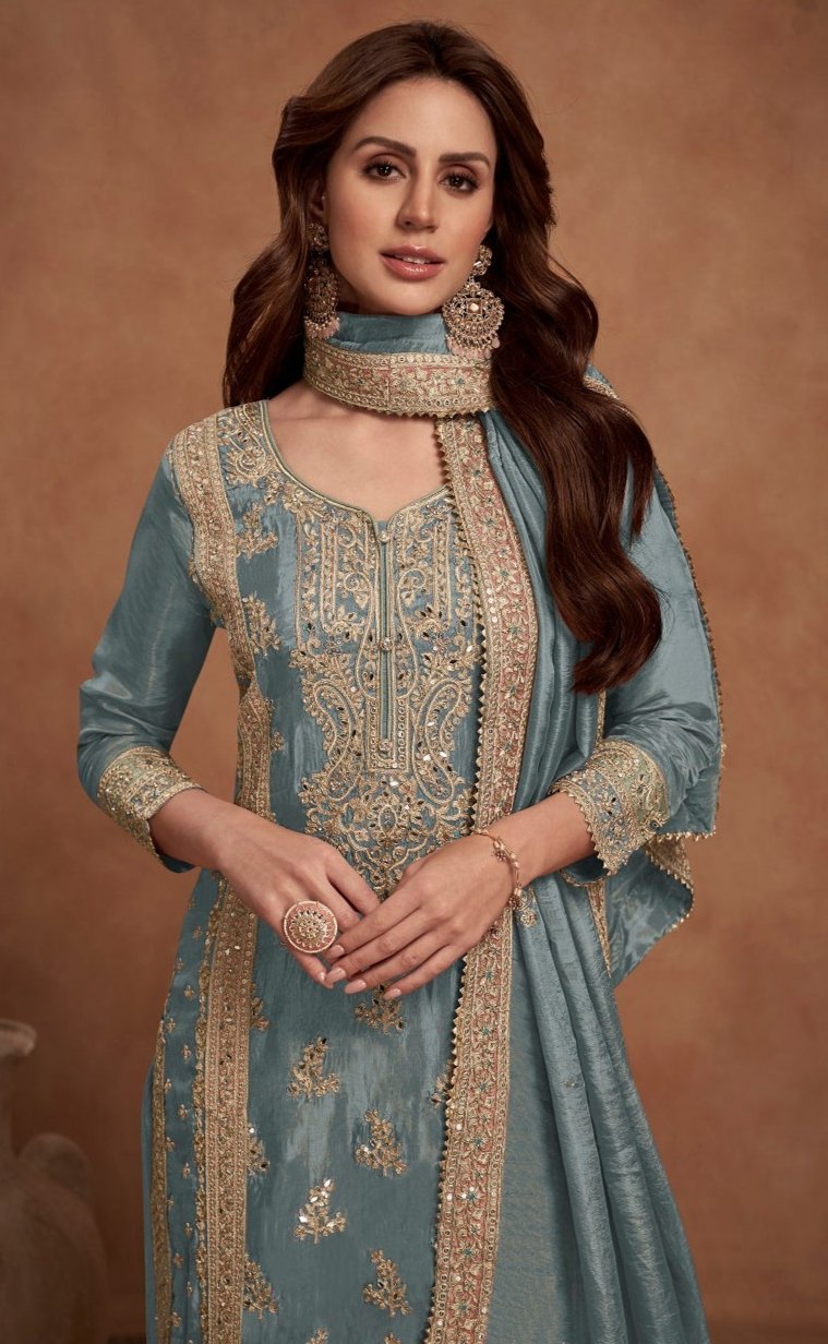 Beautiful Embroidery Worked Event Indian Pakistani Wedding Wear Salwar Kameez Sharara Plazzo Suits