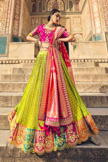 Designer Readymade Special Occasion Wear Lehenga Choli With Banarasi Silk Dupatta