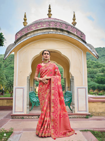 Besutiful Pink Color Pure Dola Viscose Fabric Wedding Reception Wear Saree