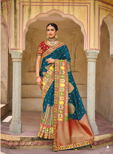 Morpich Color Indian Wedding Reception Party Wear Ready made Saree With Blouse