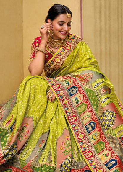 Gorgeous Lemon Color Pure Dola Viscose Fabric Traditional Wear Saree