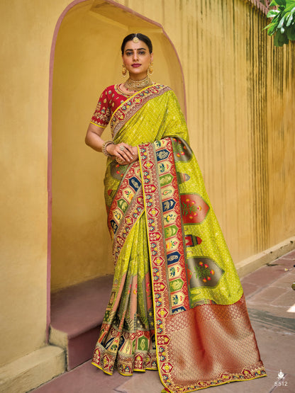 Gorgeous Lemon Color Pure Dola Viscose Fabric Traditional Wear Saree