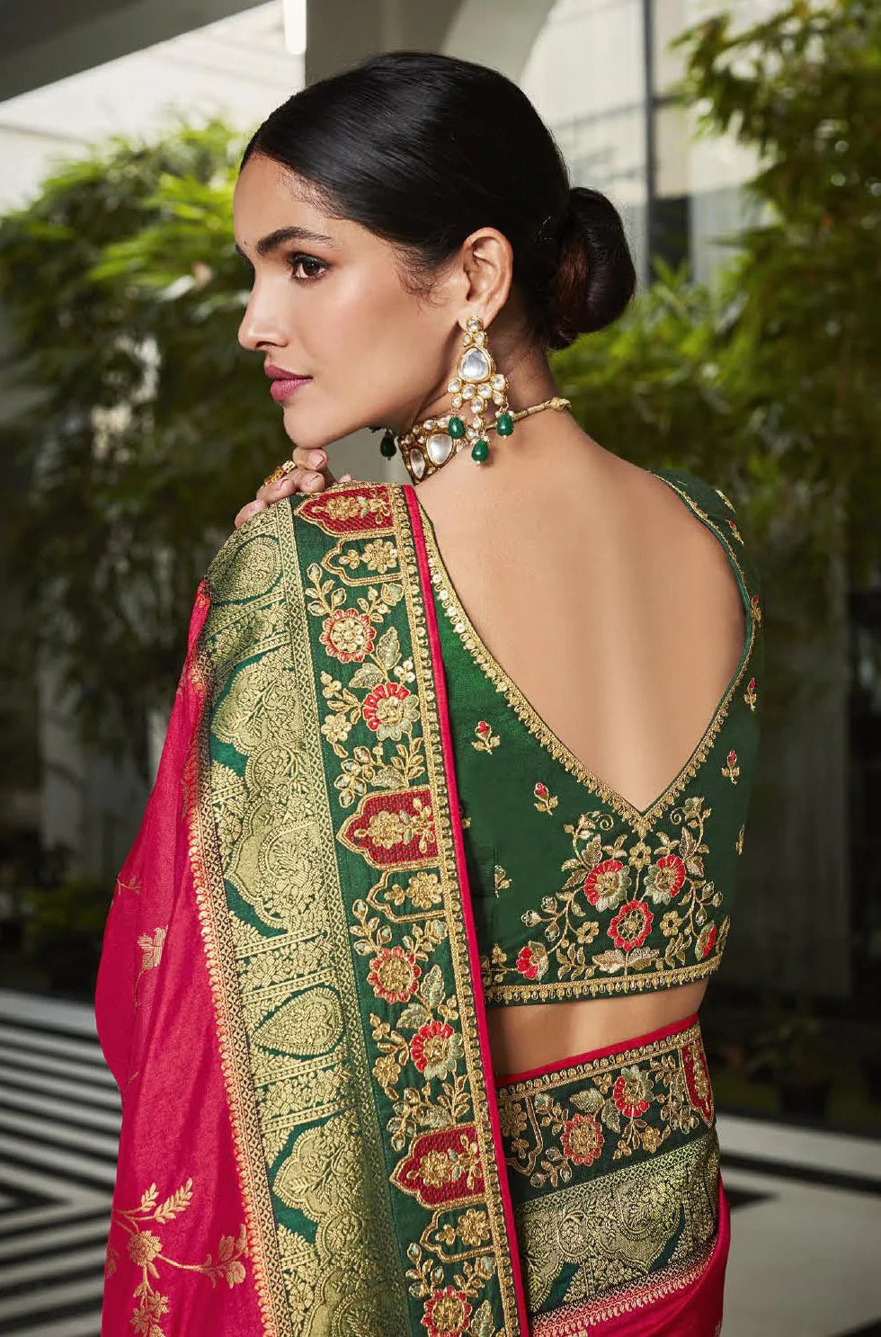 Trending Cherry Green Color Designer Wedding Party Wear Saree With Fancy Blouse