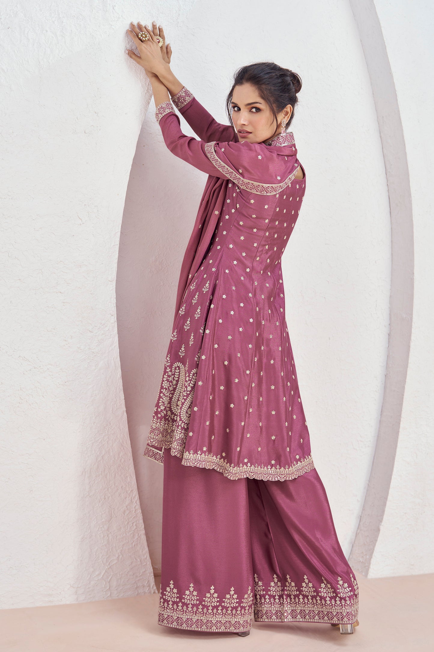 Roka Nikah Wear Pakistani Style Thread Embroidery Work Salwar Kameez Plazzo Suit