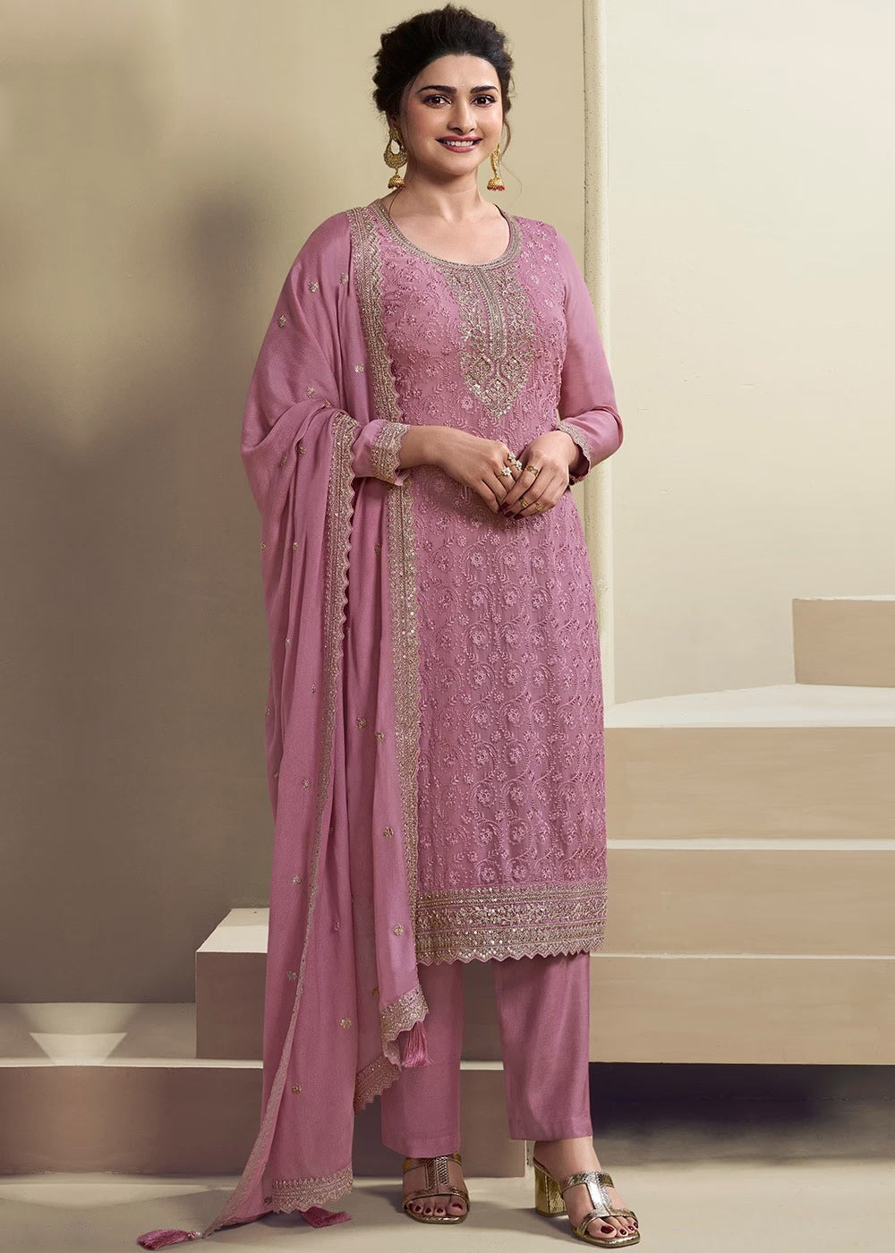 Santoon Embroidery Work Festival Wear Salwar Kameez Pant Suits