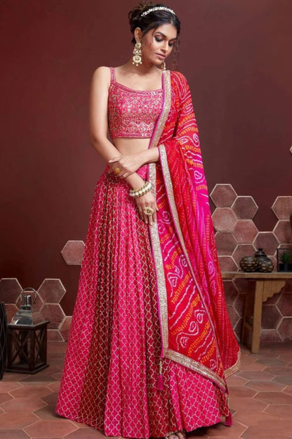 Beautifull Pink Color Pakistani Desinger Lehengha Choli Reception Wear Embroidery And Mirror Worked